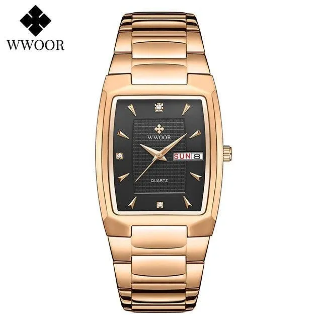 WWOOR Square Luxury Watch: Elegant Waterproof Timepiece with Adjustable Fit