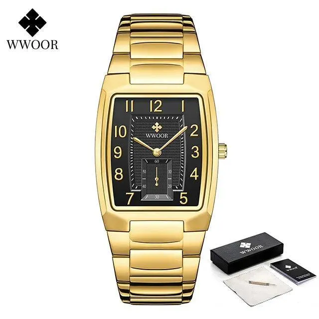 WWOOR Square Luxury Watch: Elegant Waterproof Timepiece with Adjustable Fit