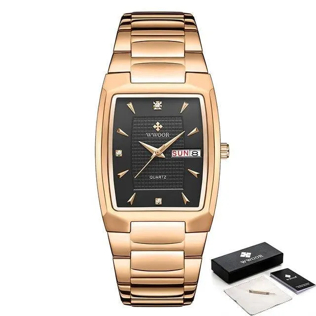 WWOOR Square Luxury Watch: Elegant Waterproof Timepiece with Adjustable Fit