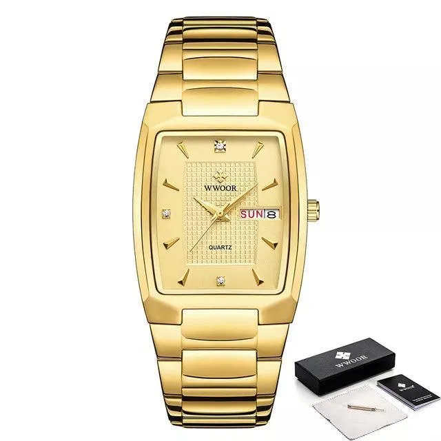 WWOOR Square Luxury Watch: Elegant Waterproof Timepiece with Adjustable Fit
