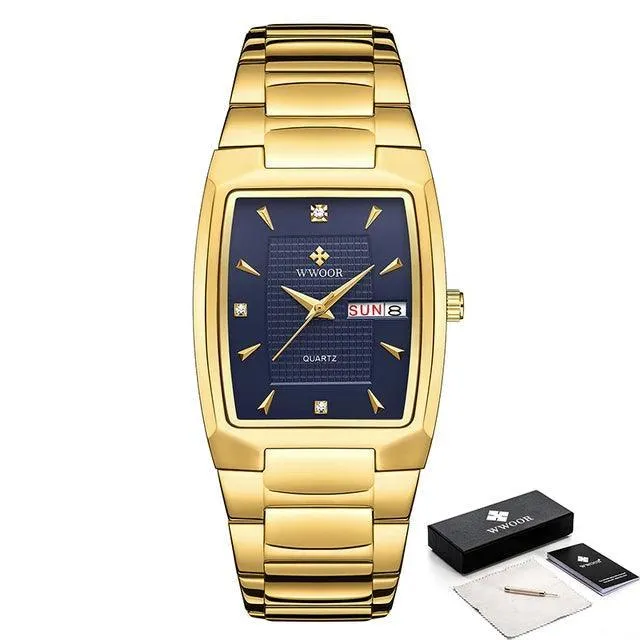WWOOR Square Luxury Watch: Elegant Waterproof Timepiece with Adjustable Fit