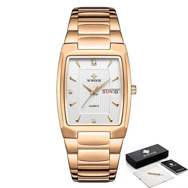 WWOOR Square Luxury Watch: Elegant Waterproof Timepiece with Adjustable Fit