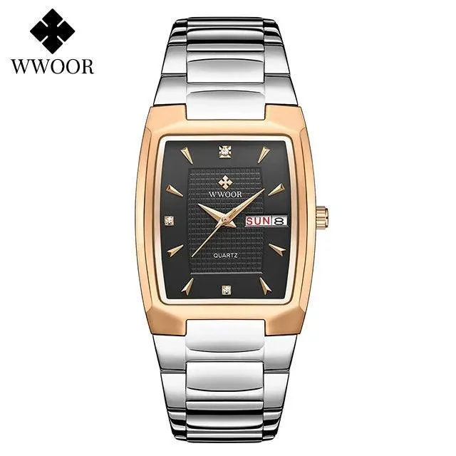 WWOOR Square Luxury Watch: Elegant Waterproof Timepiece with Adjustable Fit