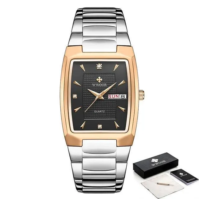 WWOOR Square Luxury Watch: Elegant Waterproof Timepiece with Adjustable Fit