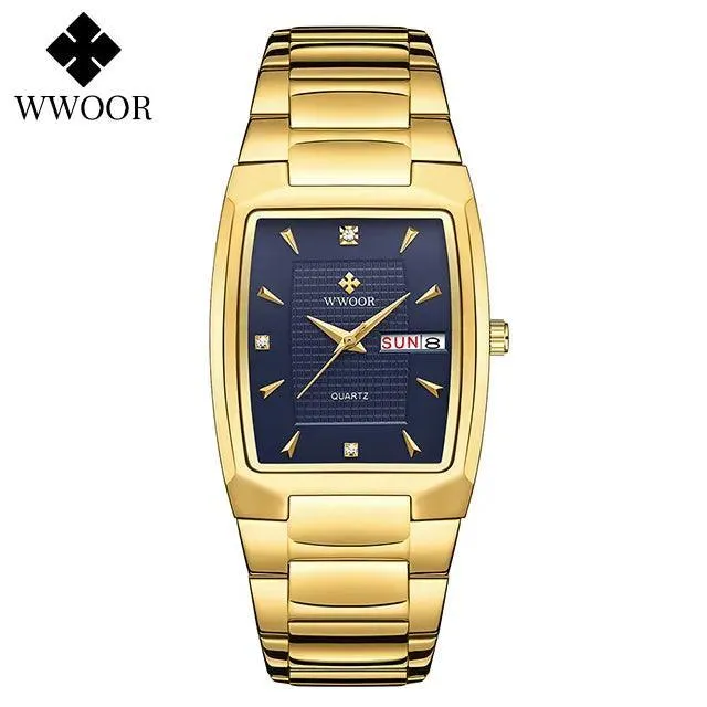 WWOOR Square Luxury Watch: Elegant Waterproof Timepiece with Adjustable Fit