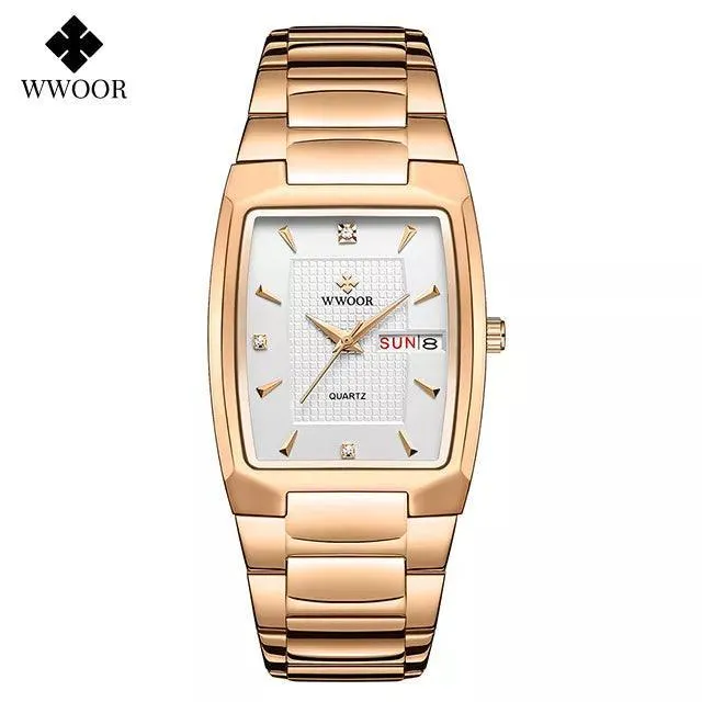 WWOOR Square Luxury Watch: Elegant Waterproof Timepiece with Adjustable Fit