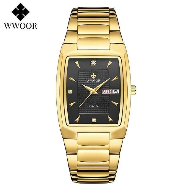 WWOOR Square Luxury Watch: Elegant Waterproof Timepiece with Adjustable Fit