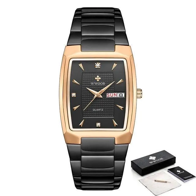 WWOOR Square Luxury Watch: Elegant Waterproof Timepiece with Adjustable Fit