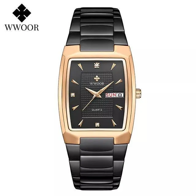 WWOOR Square Luxury Watch: Elegant Waterproof Timepiece with Adjustable Fit