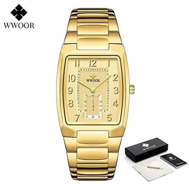 WWOOR Square Luxury Watch: Elegant Waterproof Timepiece with Adjustable Fit