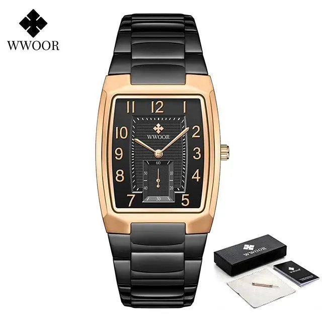 WWOOR Square Luxury Watch: Elegant Waterproof Timepiece with Adjustable Fit