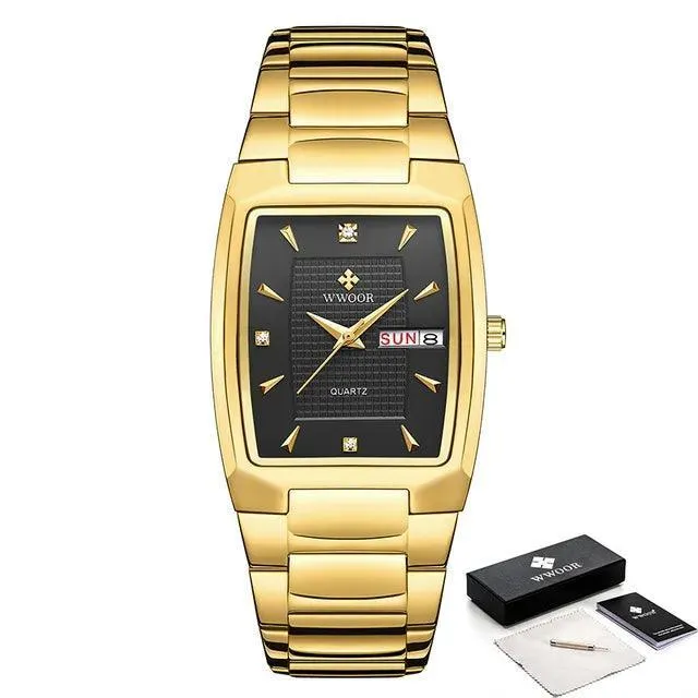 WWOOR Square Luxury Watch: Elegant Waterproof Timepiece with Adjustable Fit