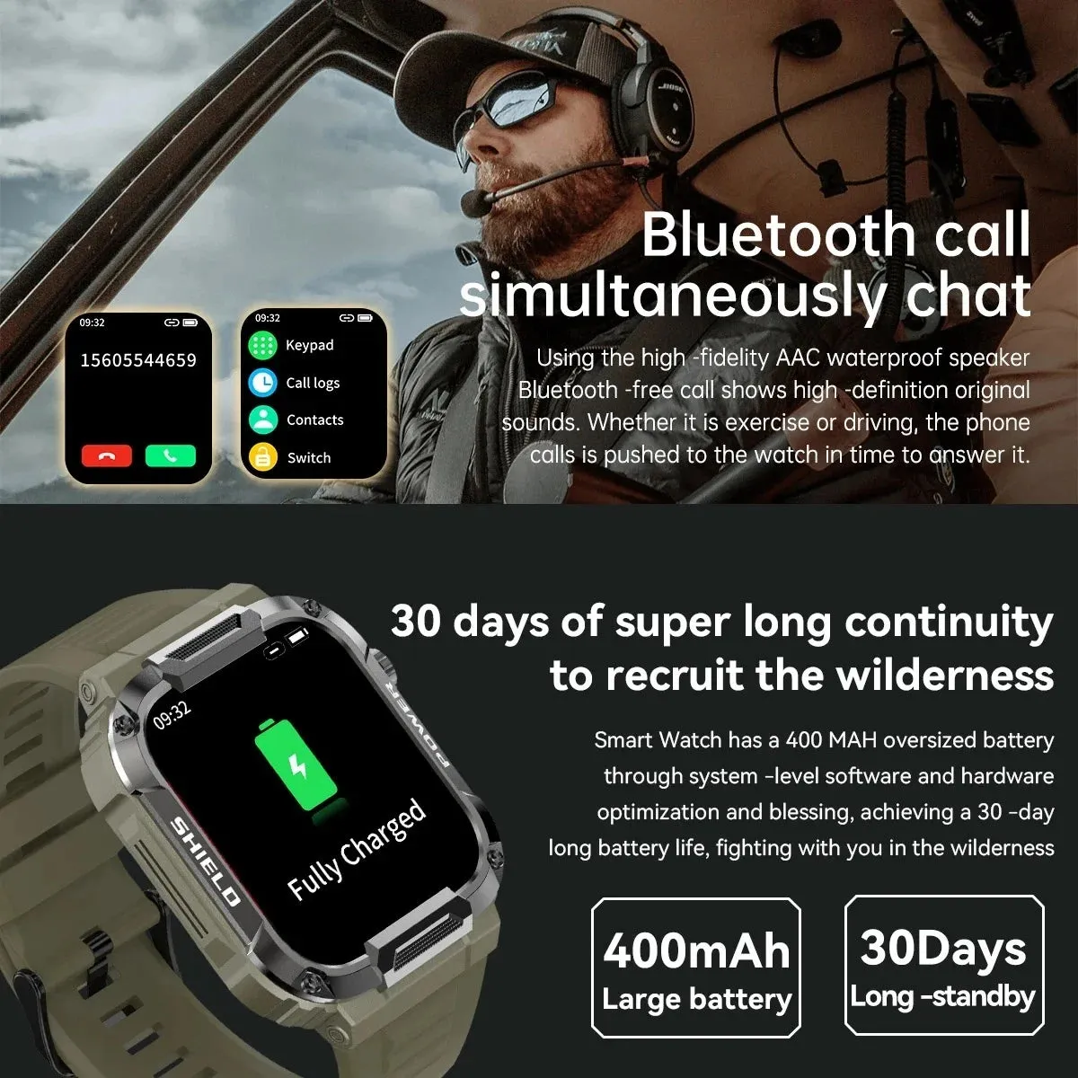 XIAOMI 2024 Rugged Military Smart Watch Men For Android IOS Ftiness